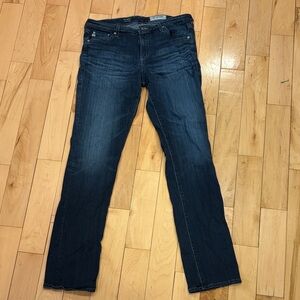 AG Adriano Goldschmied Dark Blue Straight Leg Jeans